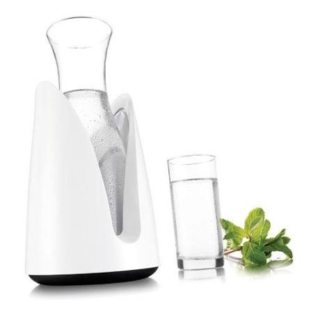 VacuVin Carafe en verre + support rafraîchissant - Blanc